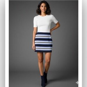 MICHAEL Michael Kors Navy and White Striped Mini Skirt A7